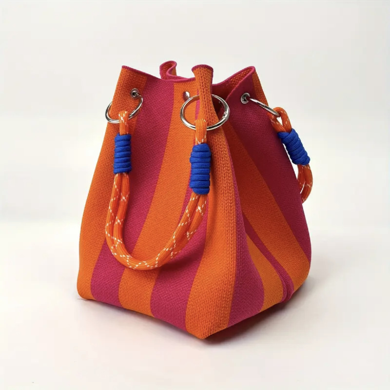 ⏳Limited-time Special Price: 50% Off!!⏰Striped Knit Bucket Handbag👜