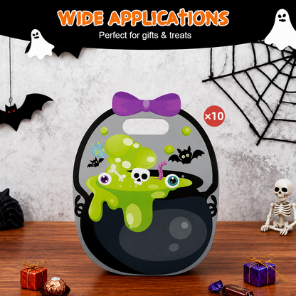 🥳2026 BESTSELLER🥳 Halloween Treat Bags – Pumpkin Design, Resealable Zipper – Easy Carry Handle – 10-Pack – Ideal for Trick-or-Treat & Parties! 🛡️💨