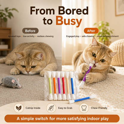 Oversized Catnip Chew Sticks for Cats – Soft Felt Interactive Cat Toys, 6 Pack
