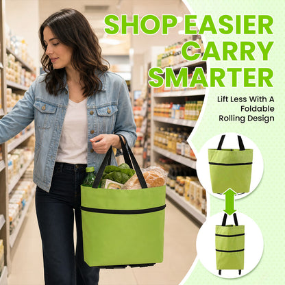 🔥Last day Hot Sale 🔥🛒 2-in-1 Foldable Shopping Cart Bag – Carry As A Bag, Roll As A Cart