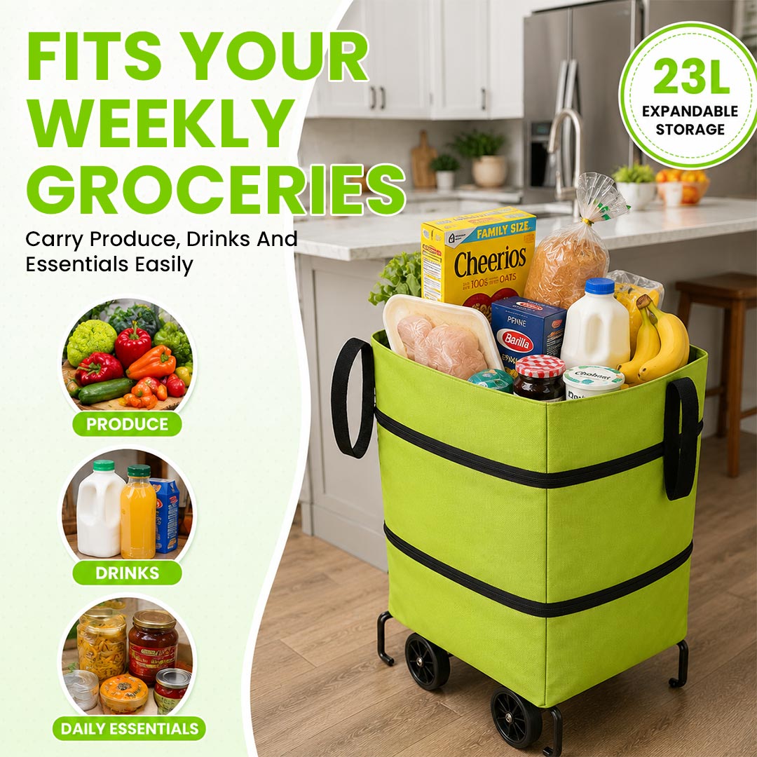 🔥Last day Hot Sale 🔥🛒 2-in-1 Foldable Shopping Cart Bag – Carry As A Bag, Roll As A Cart