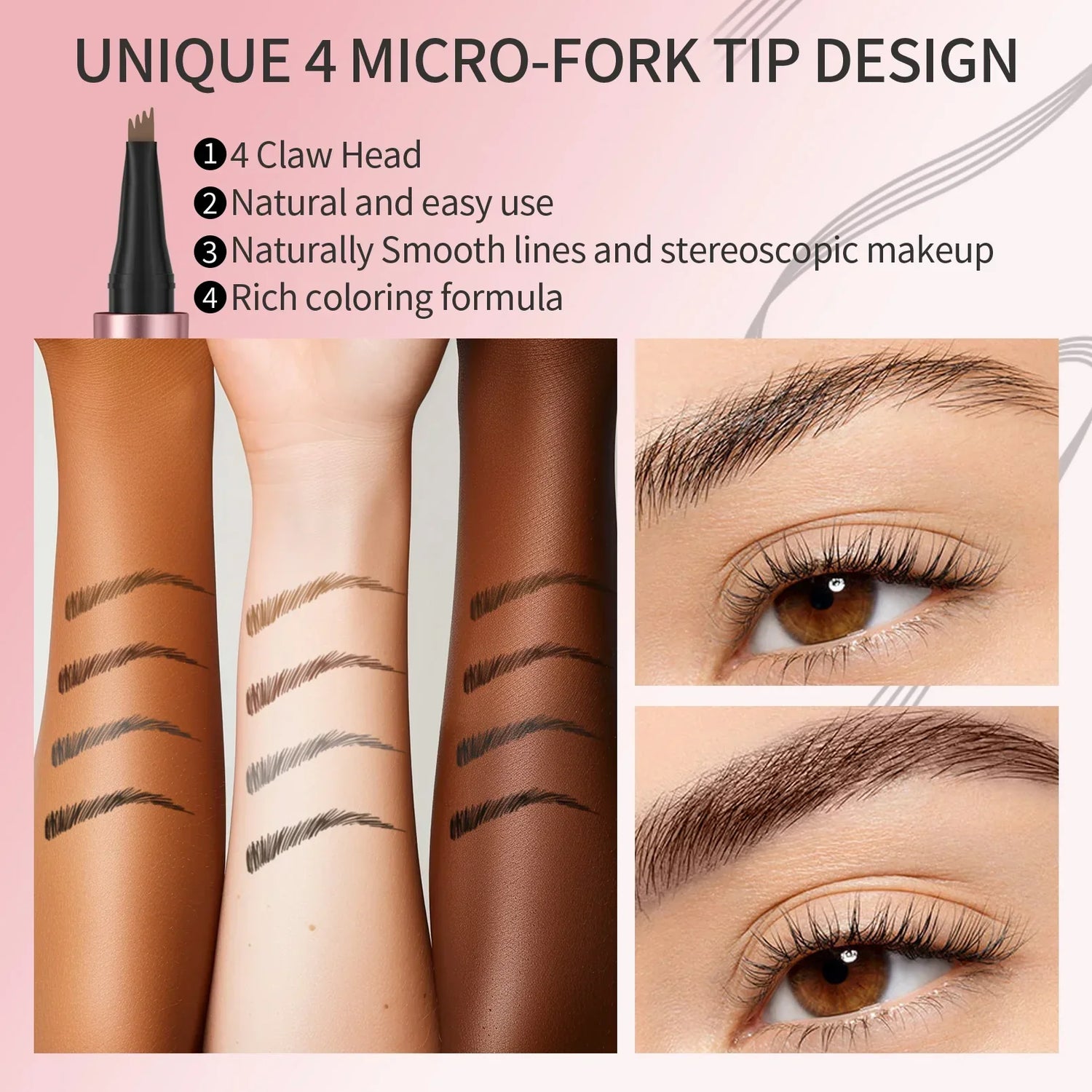 Natural-looking brow transformation using a precision eyebrow pen