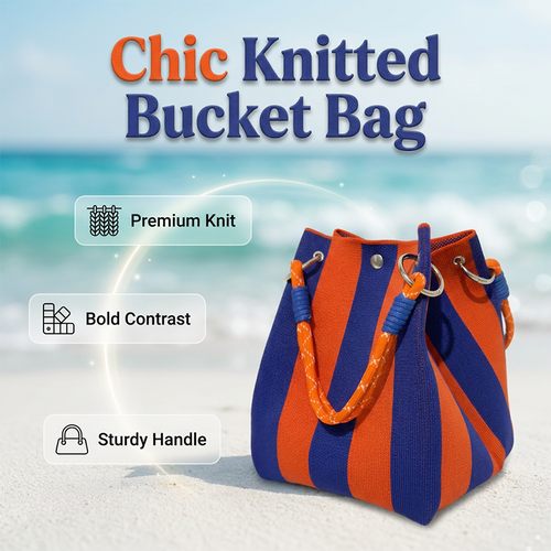 ⏳Limited-time Special Price: 50% Off!!⏰Striped Knit Bucket Handbag👜