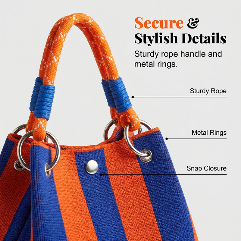⏳Limited-time Special Price: 50% Off!!⏰Striped Knit Bucket Handbag👜