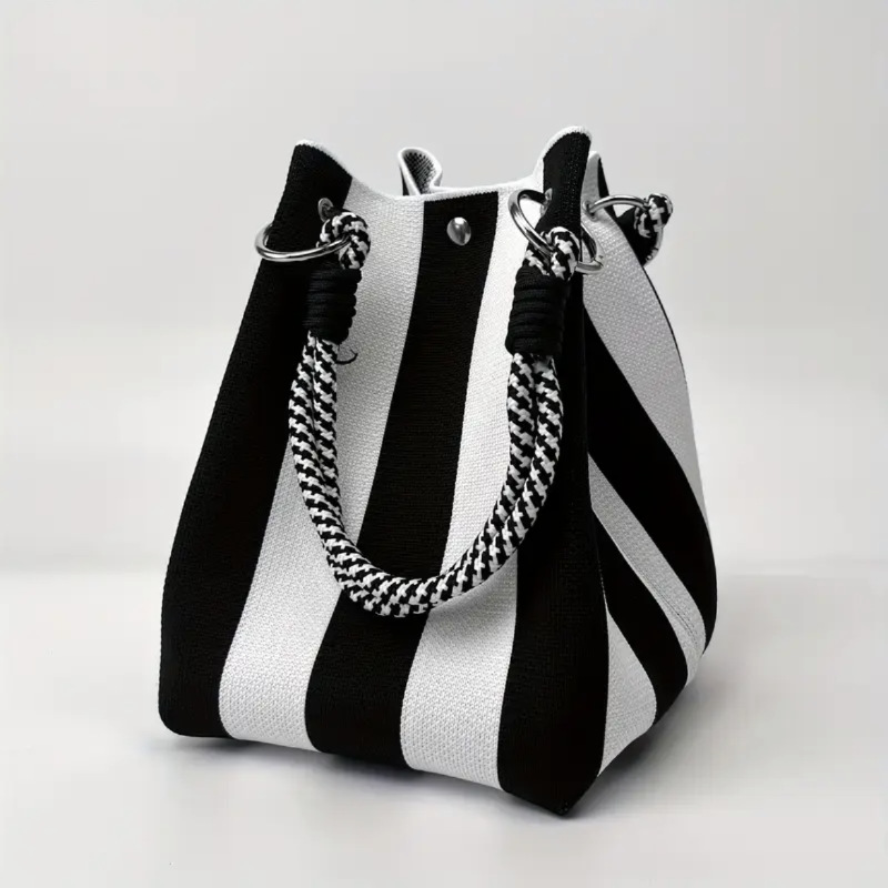 ⏳Limited-time Special Price: 50% Off!!⏰Striped Knit Bucket Handbag👜